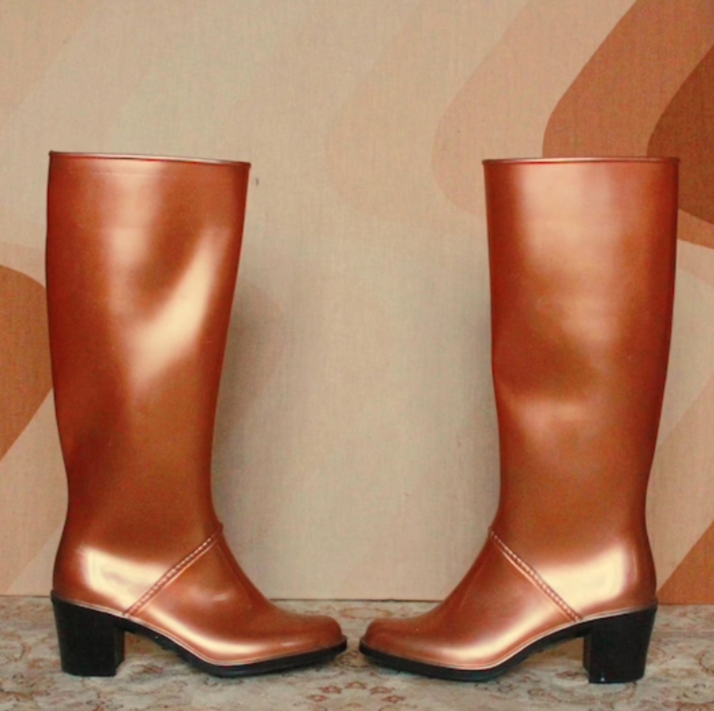 Marc Jacobs metallic heeled rubber boots size 6.5